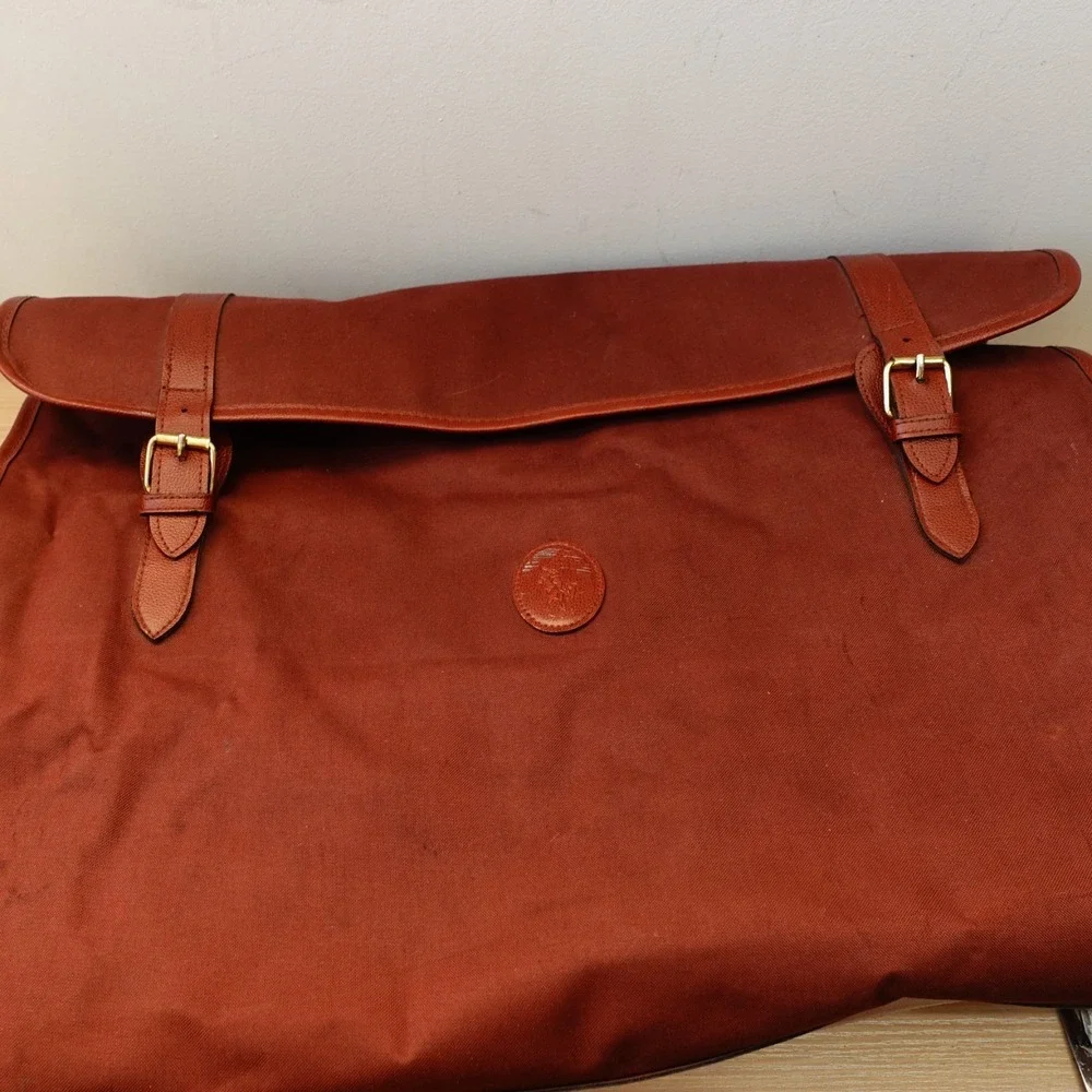 80s VINTAGE Polo Ralph Lauren Garment Bag Canvas Pony Logo Travel Opti Burgundy